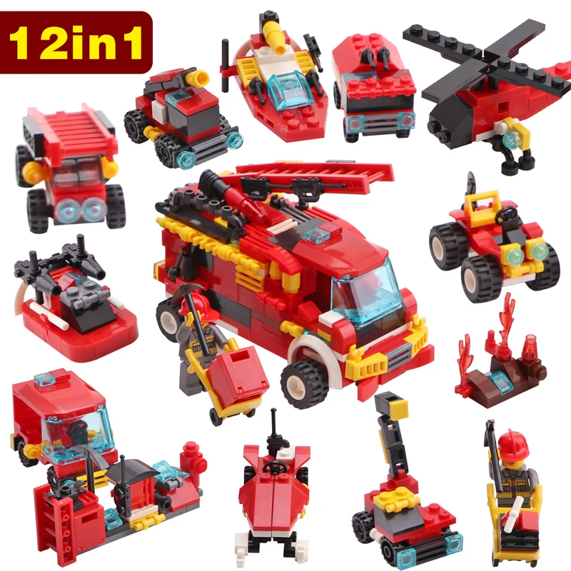

356pcs Firefighter fire fighting Rescue Trucks Modle trucks helicopter building blocks compatible city figures toy