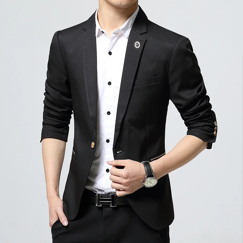 Модный корейский Повседневный Мужской приталенный Блейзер тонкий мужской пиджак хлопковый офисный блейзер