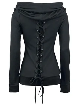 

Autumn Sweatshirts Women 2018 black women's Gown With A Hood Hoodies Ladies Long Sleeve Casual Hooded Harajuku Goth Sweatshirt