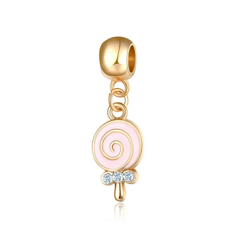 

gold lollipop beads Fits charms plata de ley 925 original bracelet jewelry valentine's day mary poppins bijoux DGB347