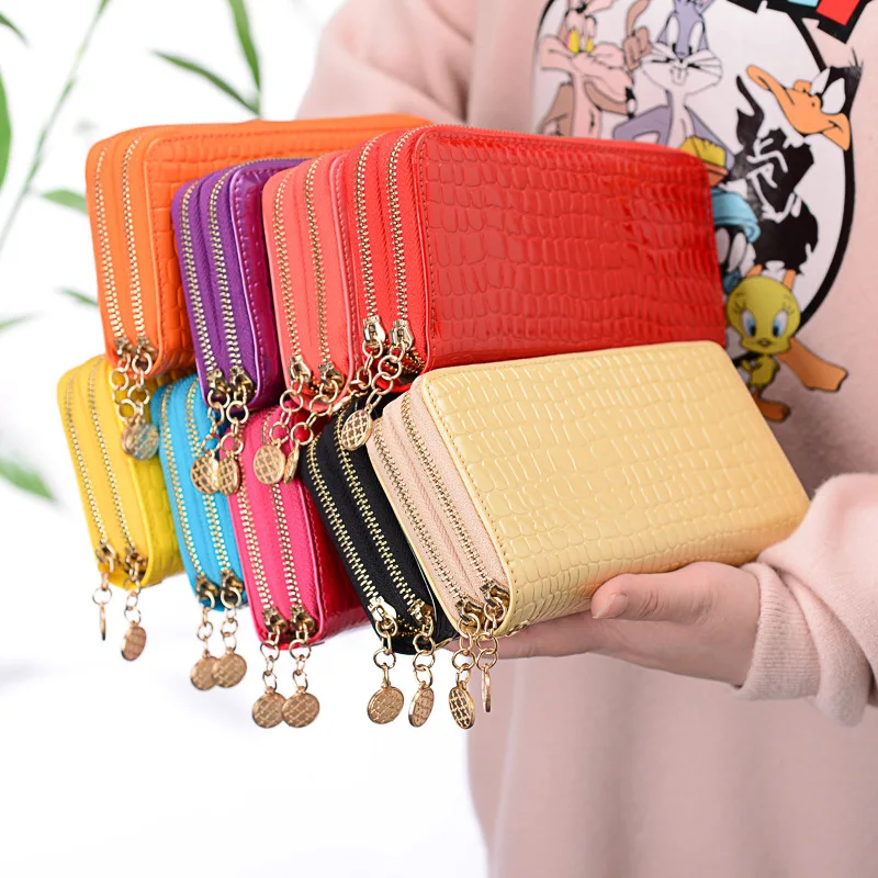 

Leather Long Wallet Women Purse Double Zipper Wristlet Bag Phone Pocket Clutch Bags High Capacity Card Holder Purses and Wallets