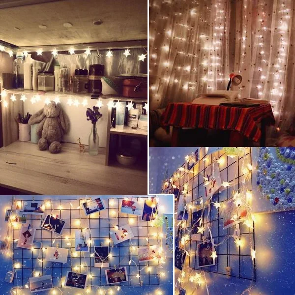 10 м светодиодный гирлянды со звездами рождественские сказочные огни фестиваль свадебный Декор Детская комната украшение наружное освещение