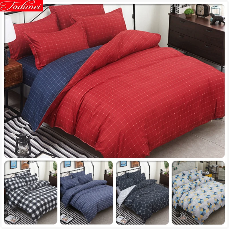 Red Blue Plaid 3pcs 4pcs Bedding Set Soft Cotton Bed Linens Single Twin Queen King Size Duvet Cover 180x220 200x230 220x240 1 8m Duvet Cover Aliexpress