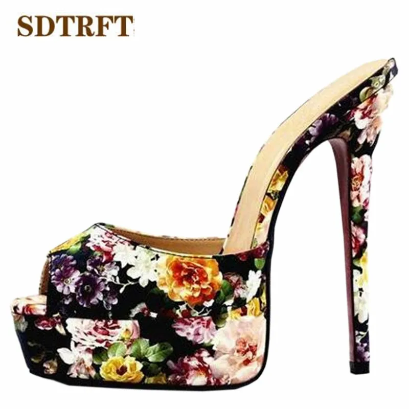 

SDTRFT flip flops:44 45 46 47 48 Summer women wedding shoes 14cm thin high heels Open Toe sexy crossdress sandal Evening pumps