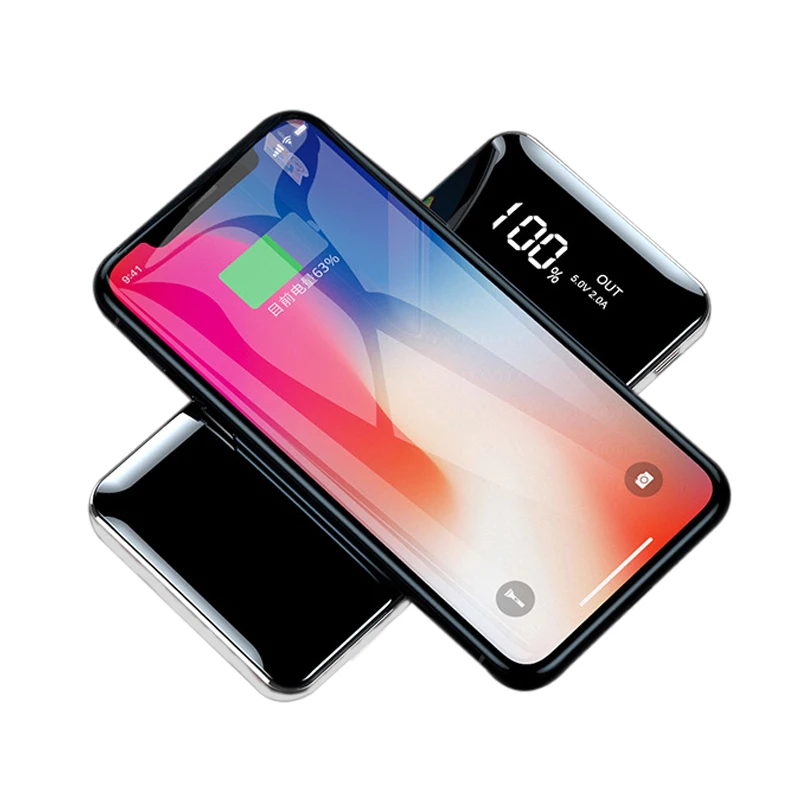 Dual USB 10000mAh QI Wireless Charger Power Bank For iPhone X XS MAX XR 8 Battery Charger Wireless Powerbank For Samsung S9 S8