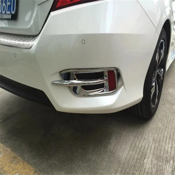 

WELKINRY car auto cover For Honda Civic 2016 2017 2018 2019 generation 10 ABS chrome rear tail fog lamp light trim