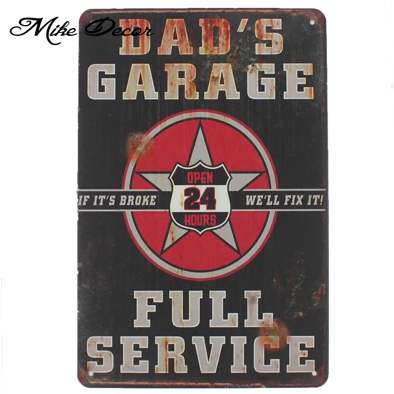 [Mike86] DAD'S GARAGE полный сервис оловянные знаки домашний бар настенная доска для