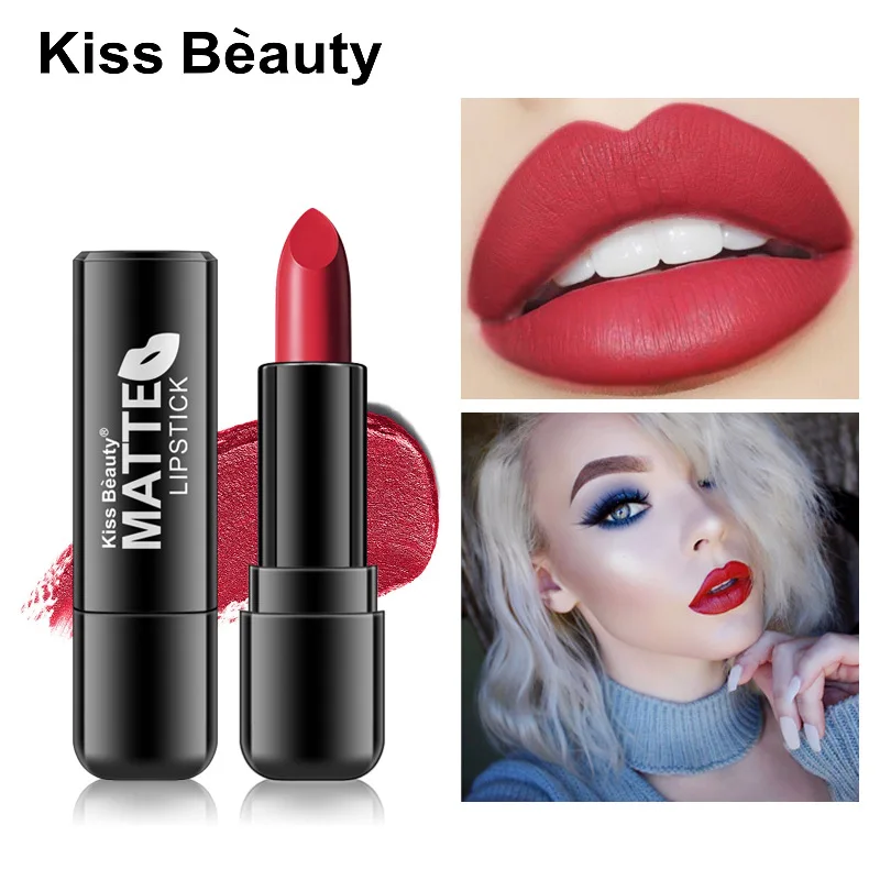 

Kissbeauty Matte Lipstick Cosmetics Mate Lipstick Labiales Matte Larga Duracion Red Colorful Waterproof for 24 Color Optional