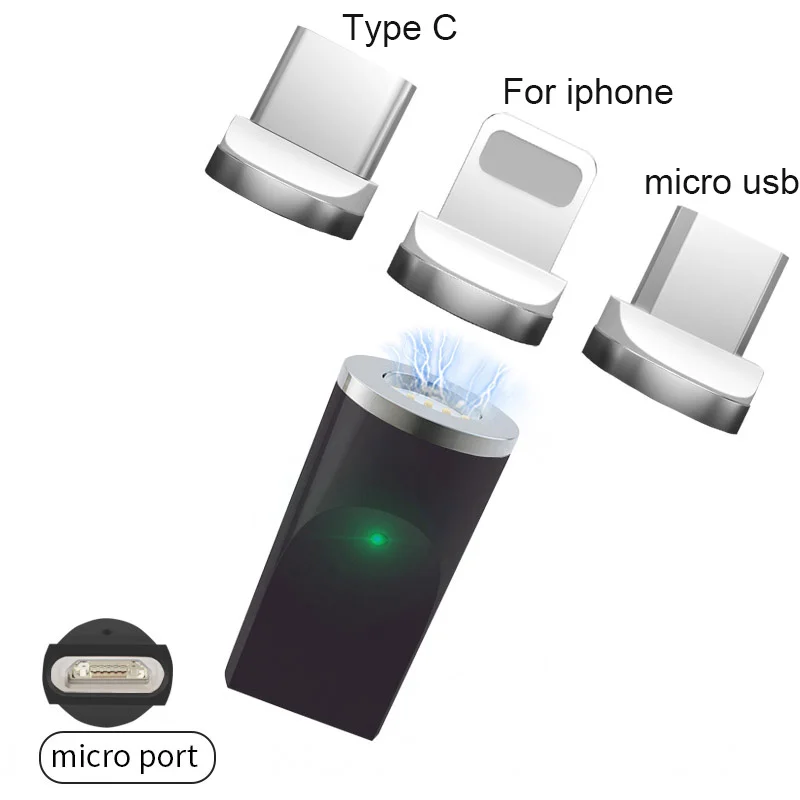 GARAS Магнитная Micro USB адаптер для iphone/Micro/usb type c Зарядное устройство и Магнит данных адаптер для samsung /Xiaomi/huawei/LG - Цвет: black micro to 3in1