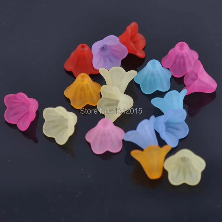 

200pcs Mixed Flower Frosted Acrylic Spacer Beads Caps For Jewelry Making 14x10mm YKL0402