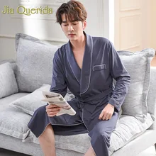 Банный халат мужской хлопковый Халат мужской однотонный мужское кимоно мужские и женские одинаковые парные халаты купальный халат мужской Халат большой