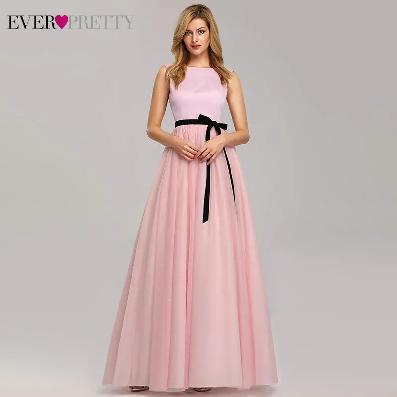 Элегантные розовые платья для выпускного вечера, длинные красивые платья без рукавов с круглым вырезом, а-силуэт, с поясом, Сексуальные вечерние платья с открытой спиной, Vestidos De Fiesta De Noche