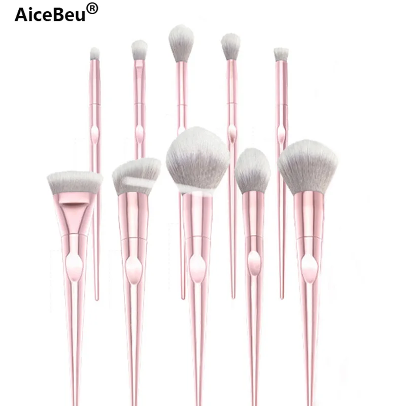 AiceBeu 10 шт. розовый макияж кисти набор красота макияж кисти мягкие волосы для женщин румяна пудра косметическая кисть для нанесения основы