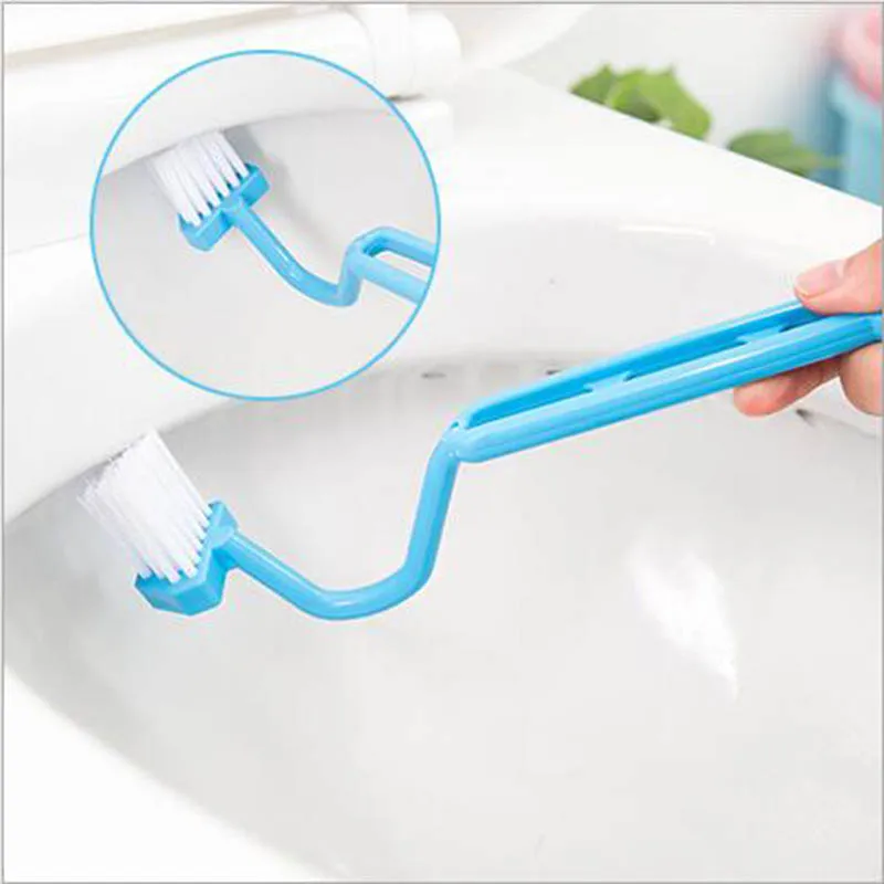 

V-Type Creative Kitchen Bathroom Handle Clean Brush Household Home Kitchen Folding Toilet Brush Cleaning Tool ( Color Random)