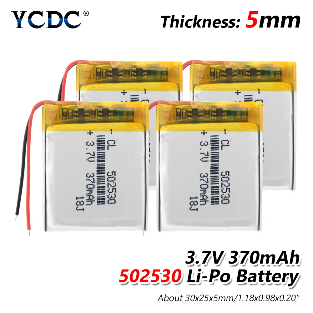 

Rechargeable 3.7V 370mAh 502530 Battery Lithium Polymer Li-Po li ion Battery Lipo cells For Smart Watch MP3 MP4 GPS Toy Car