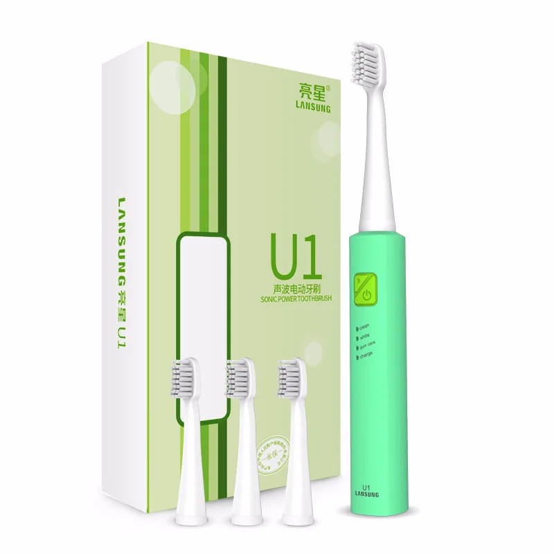 Lansung U1 электрическая зубная щетка с 4 головками ультразвуковая зубная Электронная зубная щетка es USB зарядка перезаряжаемая щетка с таймером
