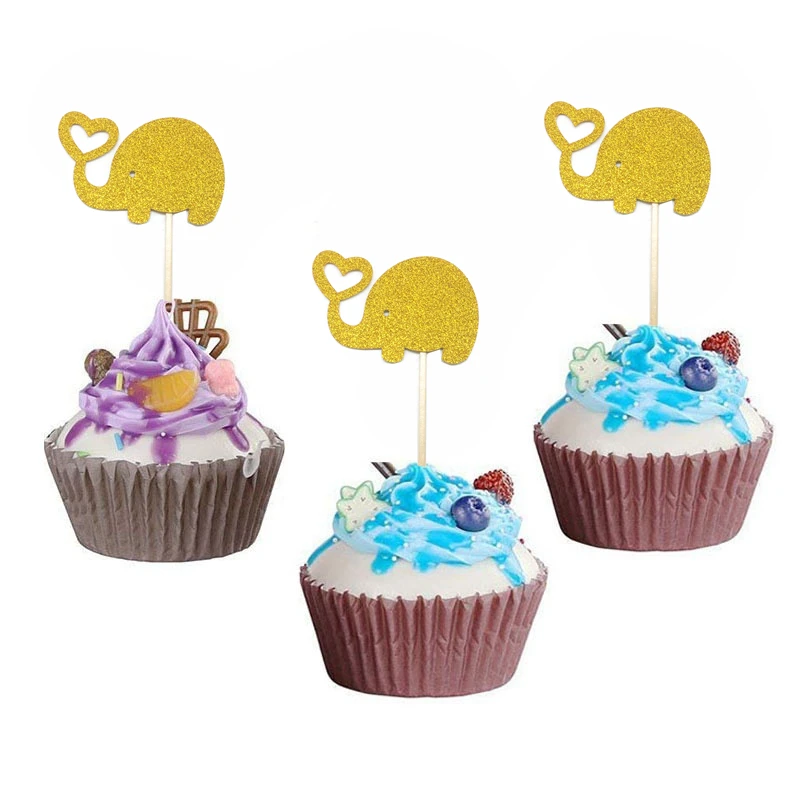 Decorations De Cupcake En Forme D Elephant A Paillettes 10 Pieces Cuisson Fete D Anniversaire Baby Shower Mariage Choix D Aliments Decoration De Gateaux Aliexpress