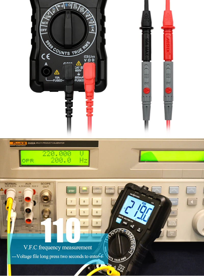 Цифровой мультиметр RICHMETERS 110 TRUE-RMS 9999 отсчетов NCV подсветка AC DC Напряжение Ток Сопротивление тестер батареи