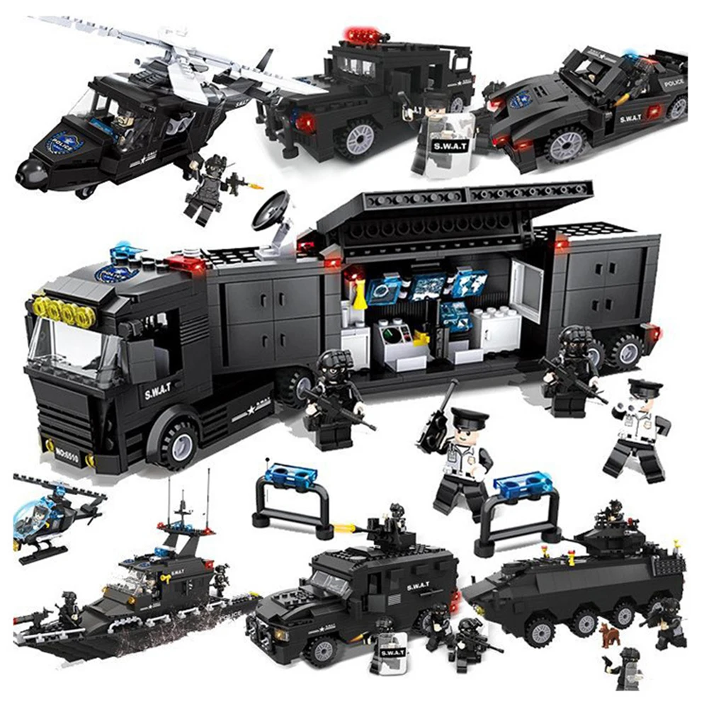 

2019 hot Military toys Series SWAT toy Helicopter Armored Building Blocks compatible with toys Children's gift Special price