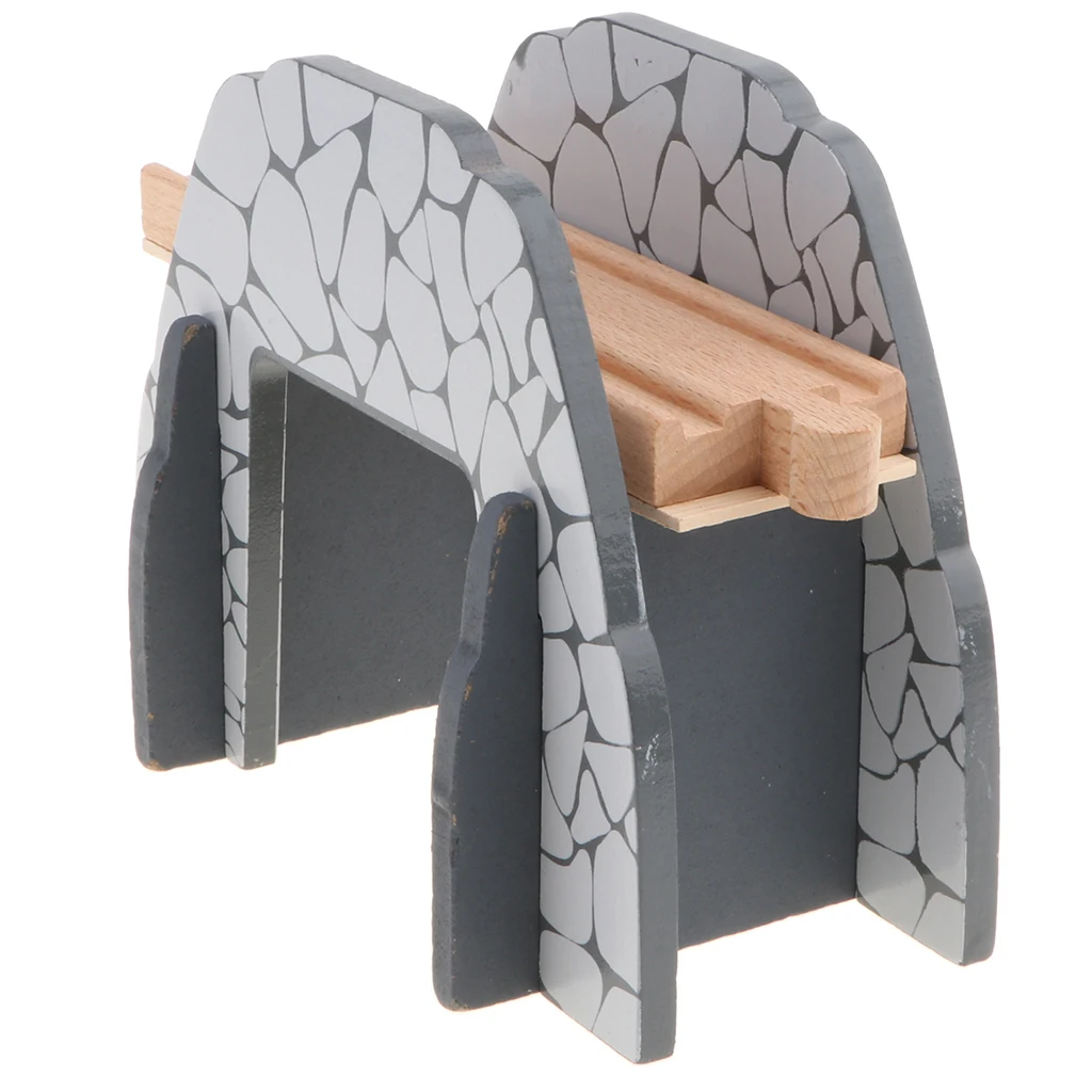 Wooden Train Track Accessories Set Railway Station / Viaduct / House Assembly Building Toy for Kids Toddlers