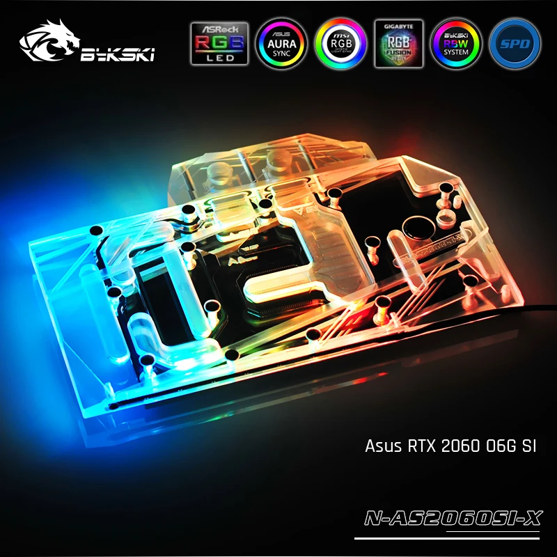 Bykski N AS2060SI X полное покрытие видеокарты водяного охлаждения блок для Asus RTX 2060 O6G