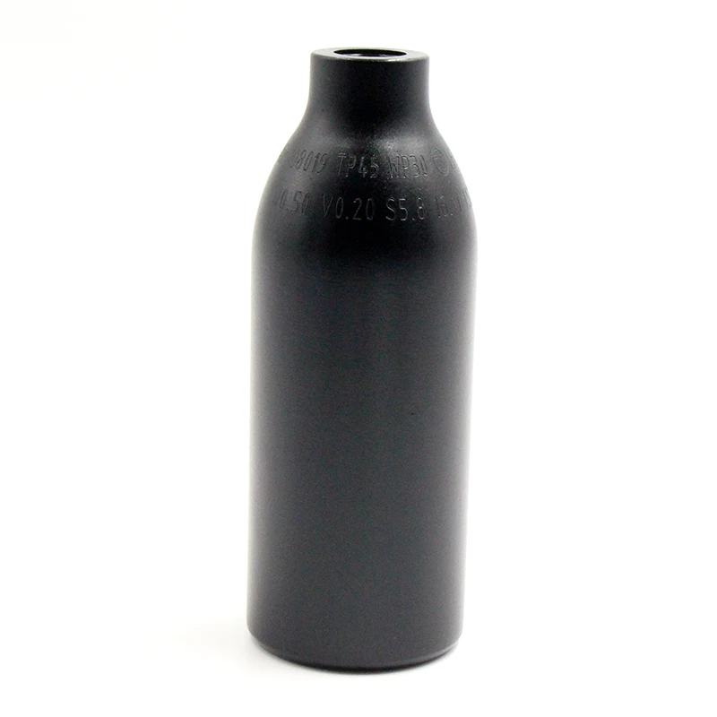 QUBP PCP Paintball High Pressure Air Tank 4500PSI  HPA Aluminium Black 0.2L Bottle 5/8-18UNF 60MM Diameter TKU020