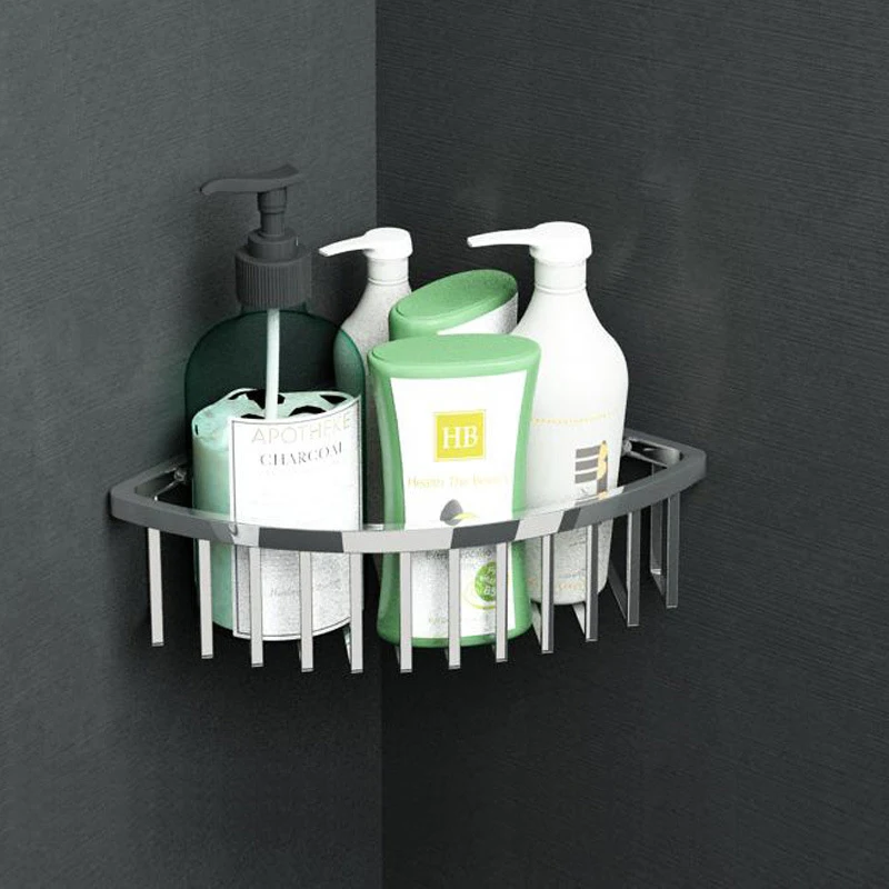 Stainless Steel Storage Holders Racks Bathroom Corner Shelf Rack Drain