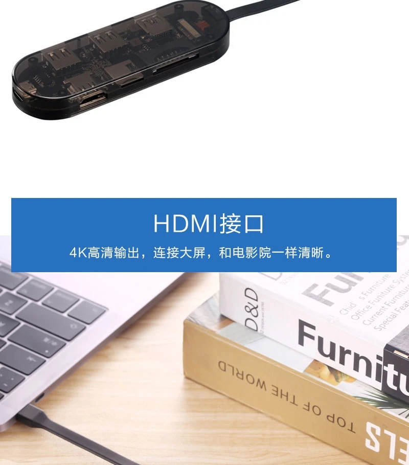 Тип-c для высокой четкости HDMI+ USB3.0 зарядка карт семь в одном конвертер usb-C многофункциональная док-станция