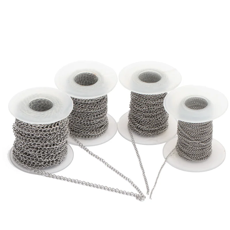 

10m/roll Stainless Steel 1.8mm 2.5mm 3mm 4.2mm Width Silver Tone Metal Link Chain for DIY Necklaces Bracelets Jewelry Making