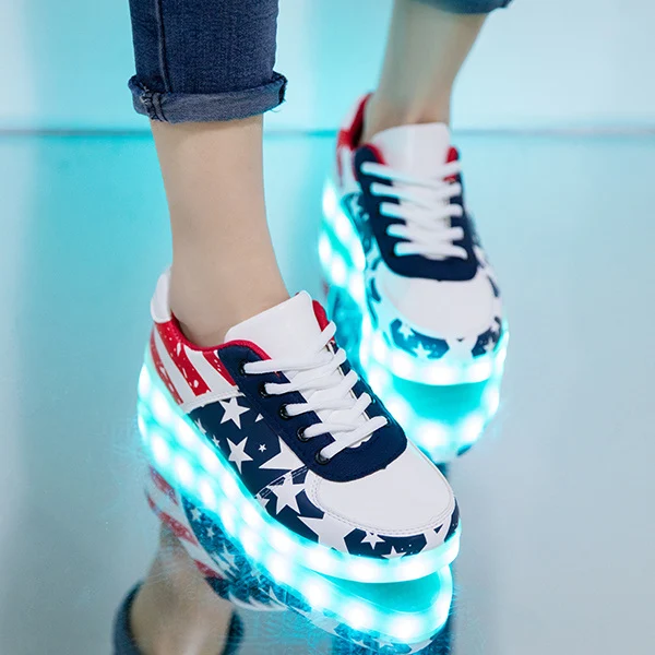 7ipupas светящиеся кроссовки USB детская обувь светодиодный светильник для детей Мальчики Девочки корзина lumineux растущие теннисные светодиодные светящиеся кроссовки - Цвет: FDH02I Deep Blue