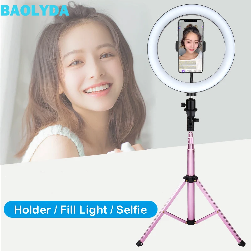 

Baolyda Photography Tripod Ring Light for Phone Dimmable LED Youtube Video Live Selfie Ring Light Stand Photo Studio Light