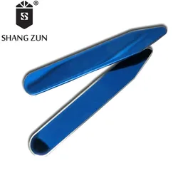 SHANG ZUN High Quality 2 Pcs Double Side Mirror Polished Shirt Collar Bones for Men Gifts Blue Color SHANG ZUN High Quality 2 Pcs Double Side Mirror Polished Shirt Collar Bones for Men Gifts Blue Color