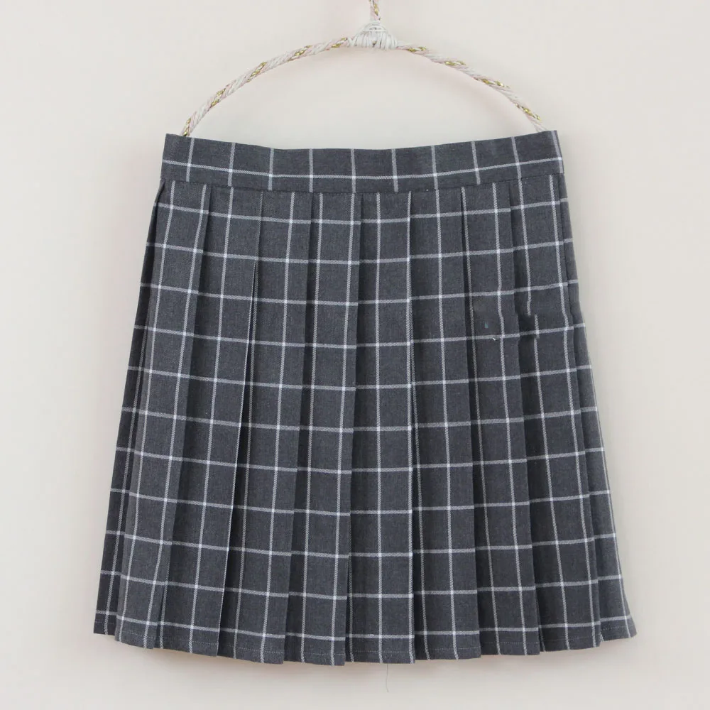 Темно-синие/серые классические плиссированные юбки в клетку для японских школьниц, студенток, плиссированная юбка в клетку с высокой талией, школьная форма для костюмированной вечеринки - Цвет: Gray