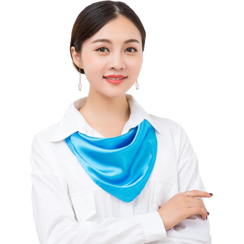 Square Scarf for Women Hair Tie Band For Business Party Elegant Small Vintage Skinny Retro Head Neck Silk Satin Scarf