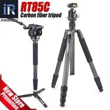 RT85C fibra de carbono tripé para DSLR camera digital heavy duty panorâmica bola cabeça Monopé Profissional duplo 25 kg urso