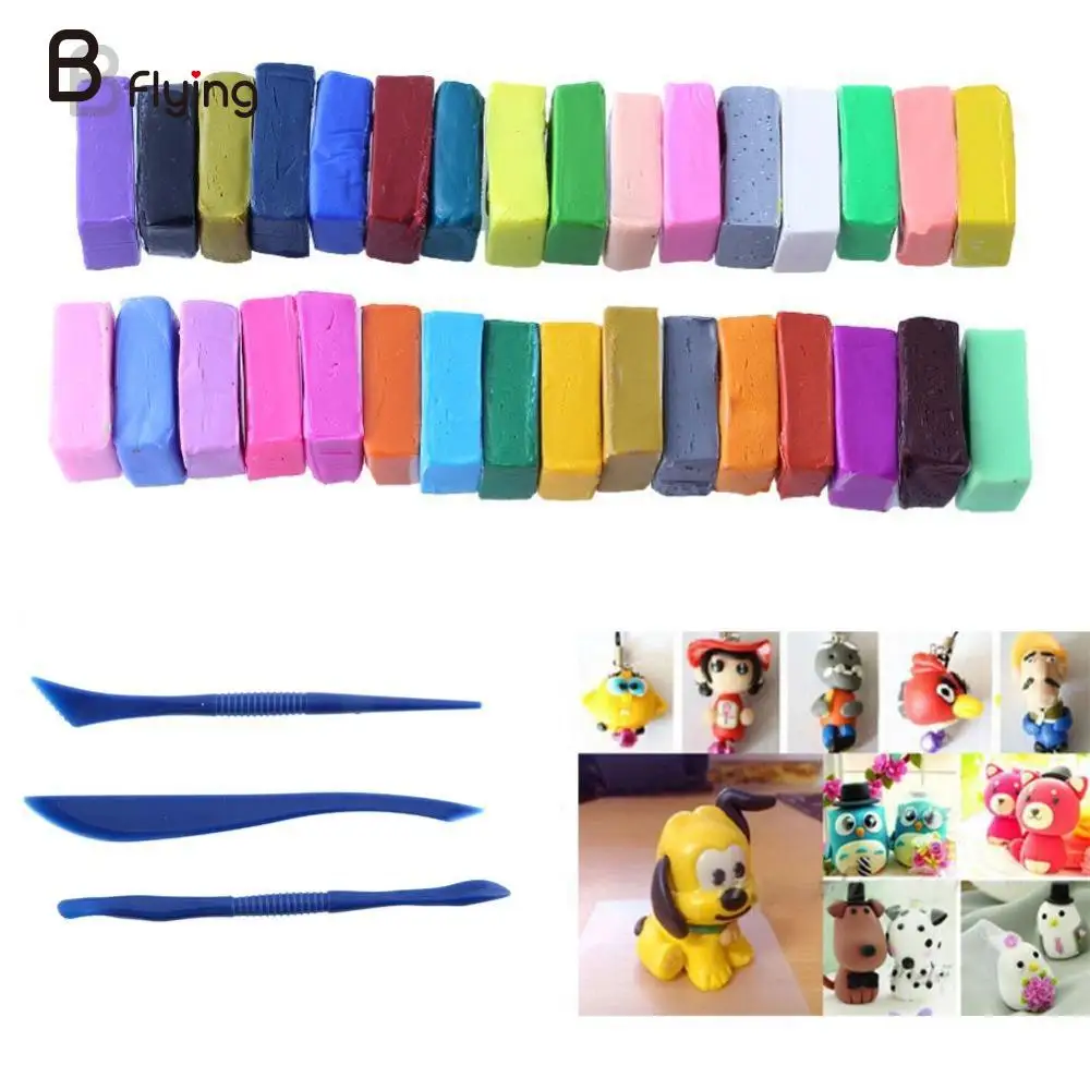 32 Colour 5 Tools Polymer Oven Bake Clay Block Modelling