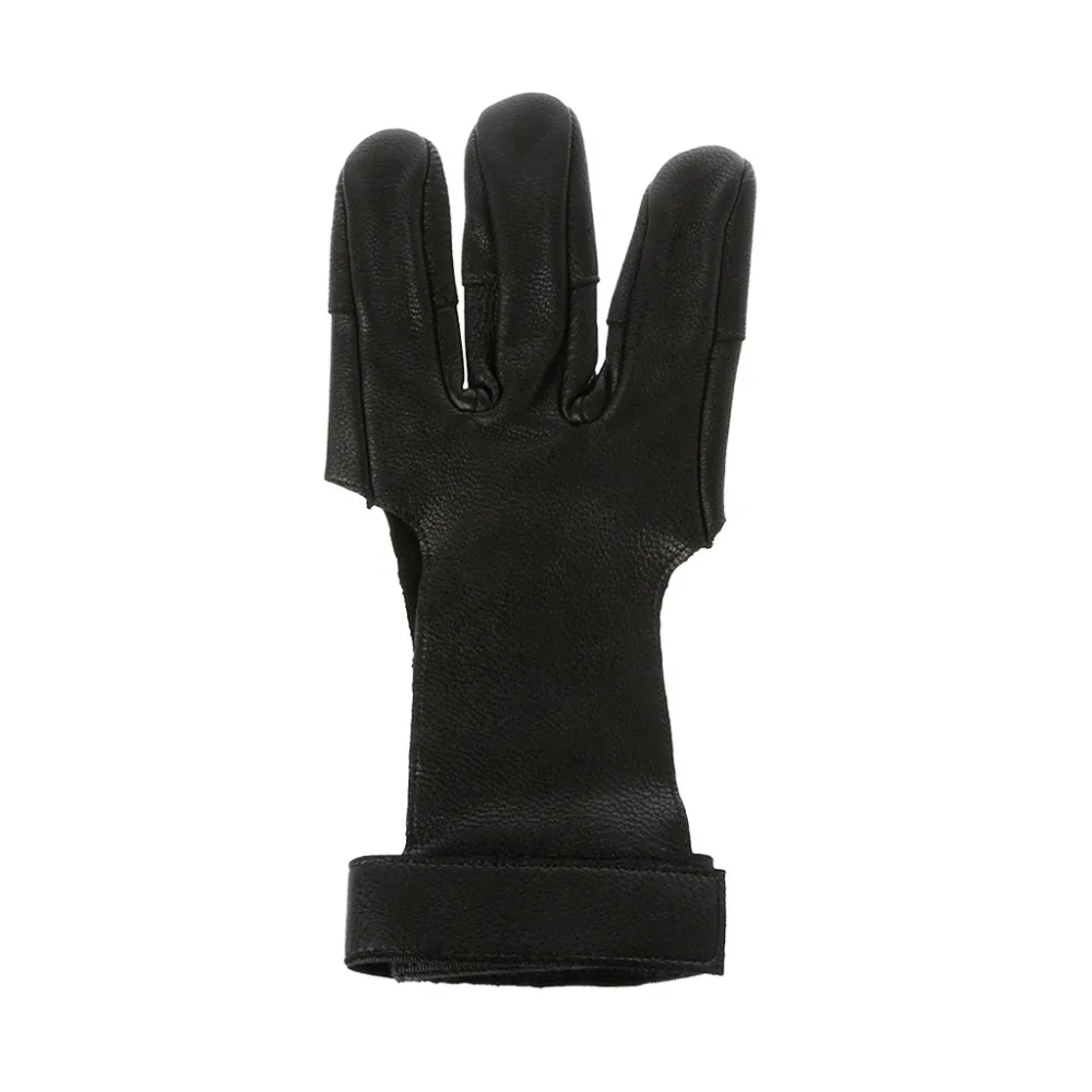 Archery Finger Glove for Outdoor Hunting Shooting Bow Arrows Accessories Black Leather Protector Protection Left Hand | Спорт и