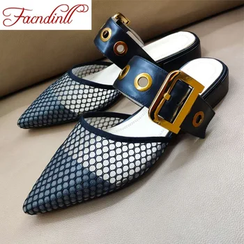 

FACNDINLL high qulaity women summer slippers shoes low heels pointed toe ladies dress party casual shoes gladiator sandals woman