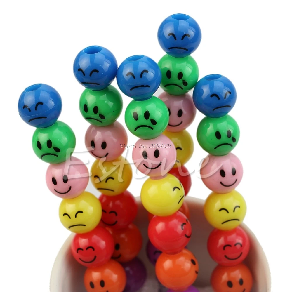 

New 1PC 7 Colors Cute Stacker Swap Smile Face Crayons Children Drawing Gift -B116