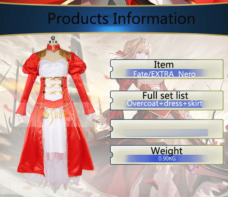 Perfect Custom size fate grand order Saber Nero Claudius Augustus cosplay costume female red dress Halloween Carnival Anime clothes cos 3