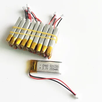 

Lot 10 pcs 3.7V 150mAh Lithium Polymer LiPo Rechargeable Battery 501230 JST 1.5mm connector For Mp3 GPS PSP bluetooth headphone
