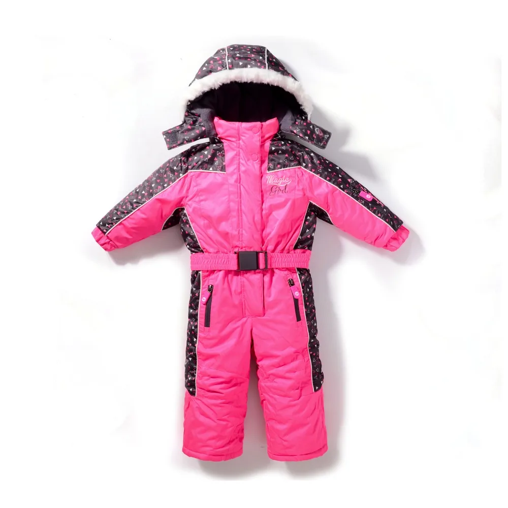 Barboteuse à capuche pour filles | Combinaison épaisse et chaude pour hiver pour enfants, combinaison de neige imperméable, vêtements d'extérieur en molleton rouge rose pour enfants de 2 à 5 ans