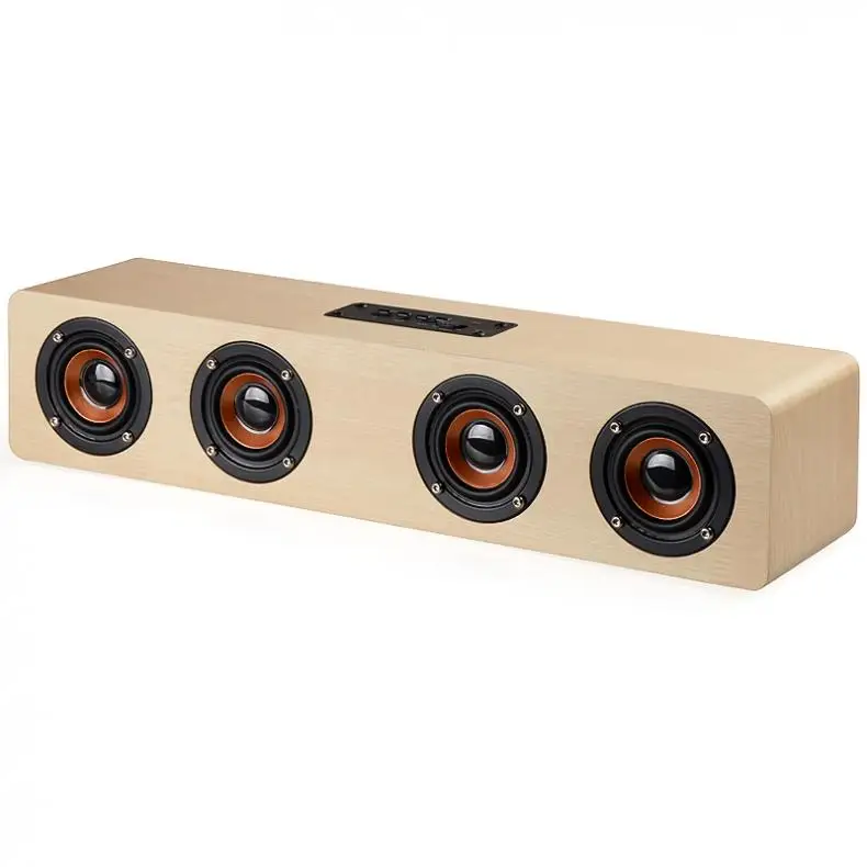 W8 4Horns 12W Wooden Wireless Bluetooth Speaker with TF Card Playback and AUX Wired Connection for Smartphone / PC / Television