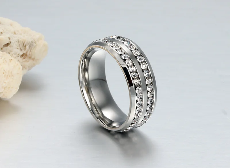 NEWBUY 2017 New Fashion Austrian Crystal Women Rings Stainless Steel Wedding Rings Silver Plated Engagement Jewelry