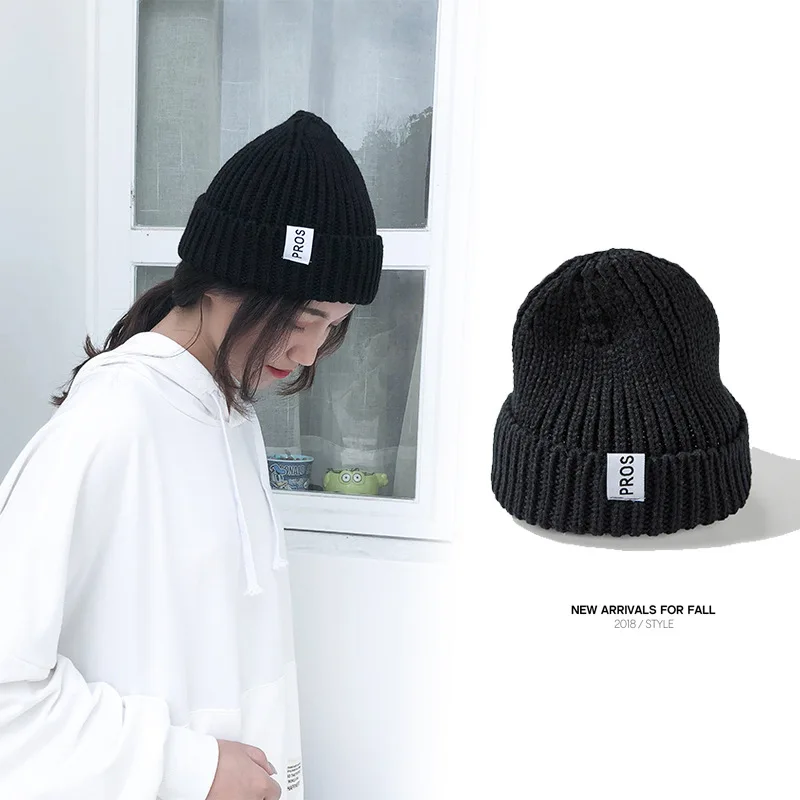 

Women's Beanie Hat Autumn Winter Women Knitted Beanie Hat Brimless Beanie cap Watch Cap for Girls Skull Hats for Female 2019