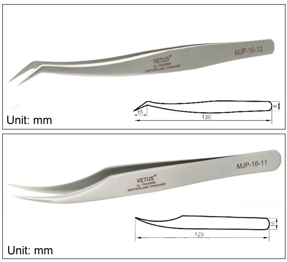 VETUS MJP высокой точности макияж пинцет и антимагнитными свойствами Анти-статический материал устойчив к кислотным износостойкая сверхтвердый дляспециалистов по наращиванию ресниц или ремонт