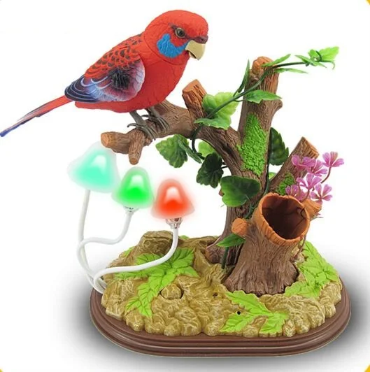 

voice control bird,mushroom lights ornament sound birdcall simulation bird about 19x25cm,home decoration creative toy gift a2089