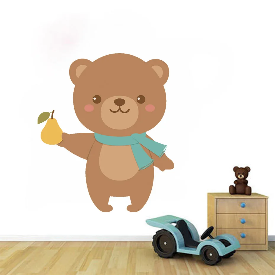 Lovely Fox Squirrel Bear Wore scarf Wall stickers Room Decor Art Vinyls Decals for Children Kids Bedroom Living Room Home Mural (4)