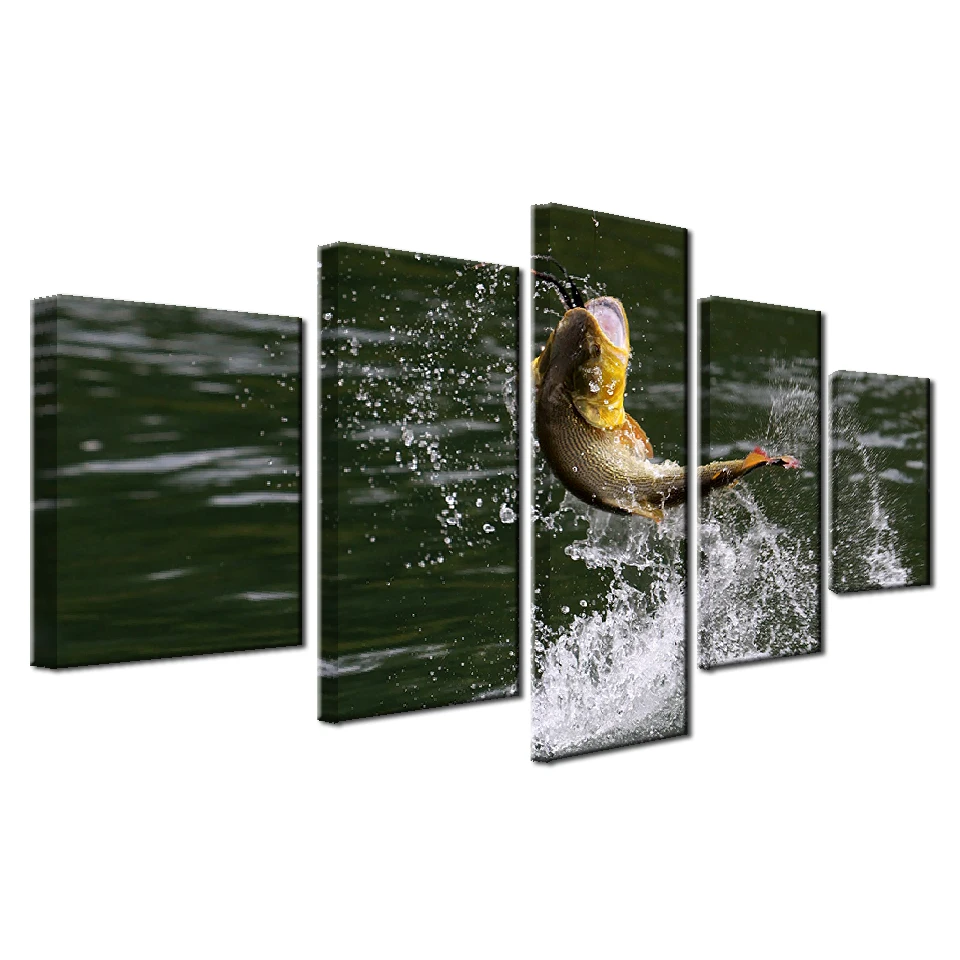 Canvas-Pictures-Modern-HD-Prints-Posters-Home-Decor-Room-5-Pieces-Fish-That-Leapt-Out-Of (3)