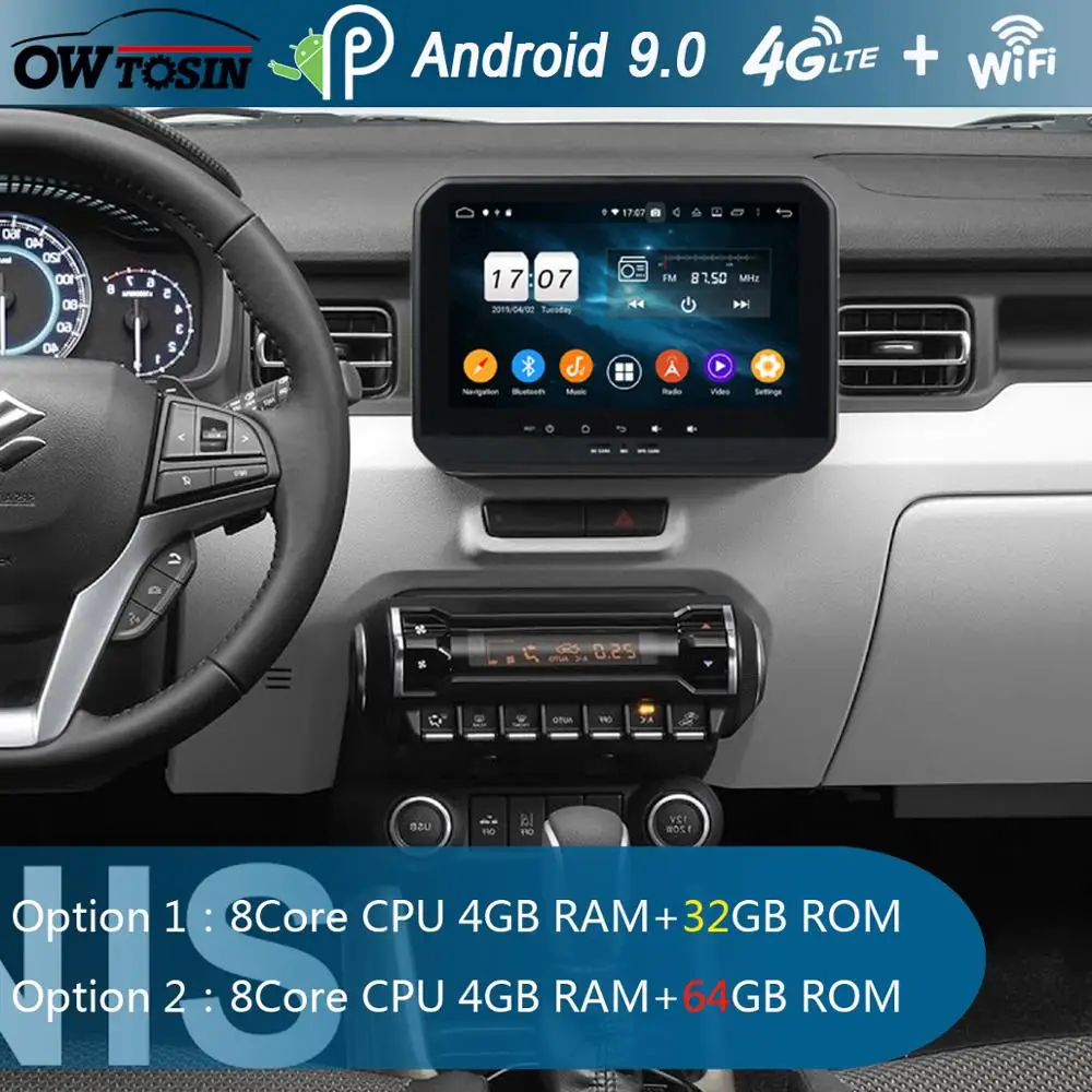 

9" IPS Android 9.0 Octa Core 4G RAM+64G ROM Car DVD Radio GPS For Suzuki Ignis 2010-2018 DSP CarPlay Parrot BT Stereo Adas